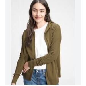 Gap Womans Lightweight Olive Green Hooded Cardigan Size Medium